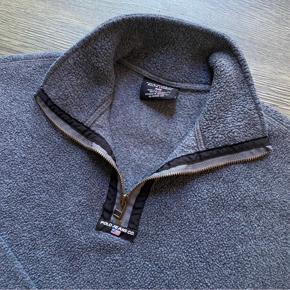 Vintage rare polo Ralph Lauren jeans pullover fleece jacket sweater 90s y2k
